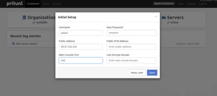 Pritunl setup