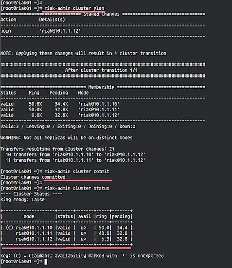 Check cluster status after adding third node