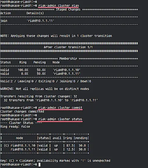 riak-admin cluster status