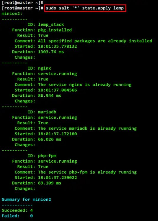 install LEMP Stack with SaltStack state