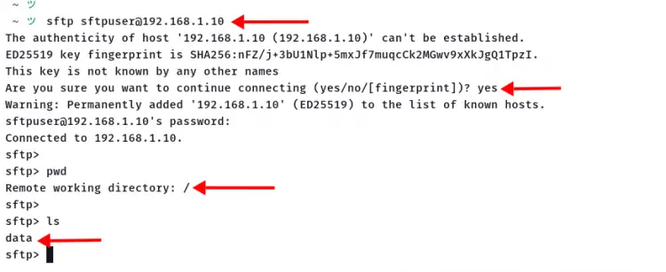 Connect to sftpserver with sftp command