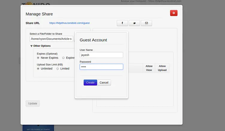 Create guest account