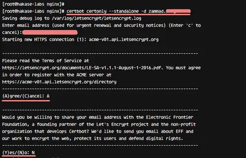 Create the SSL certificate