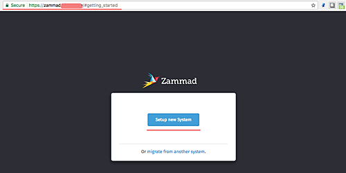 Zammad setup wizard