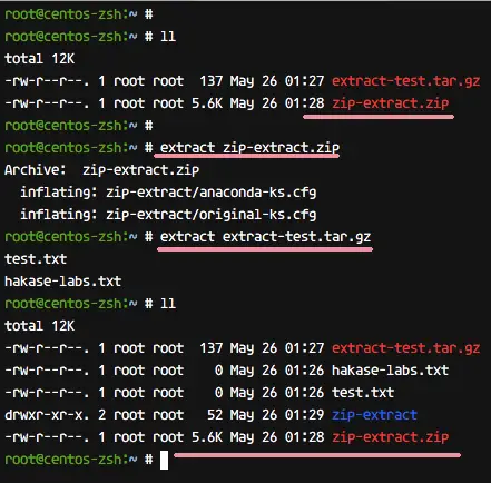 Install the zsh extract plugin