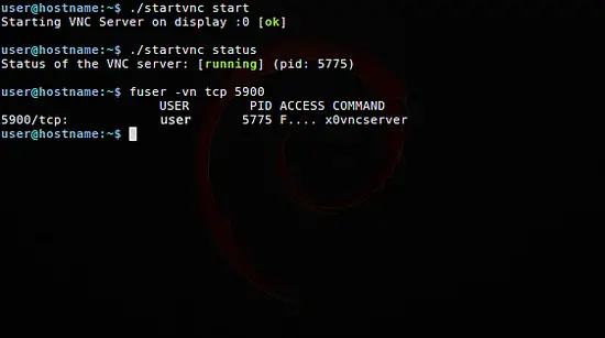 Check port with fuser command