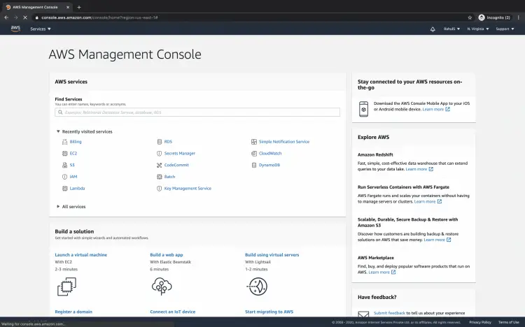 AWS dashboard