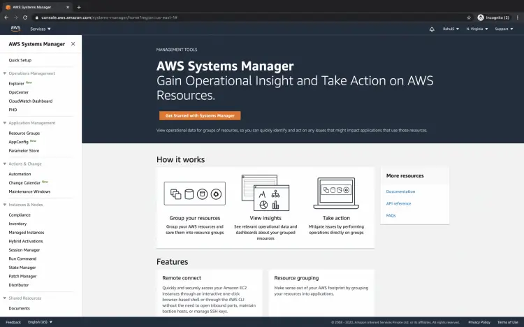 Systems Manager dashboard