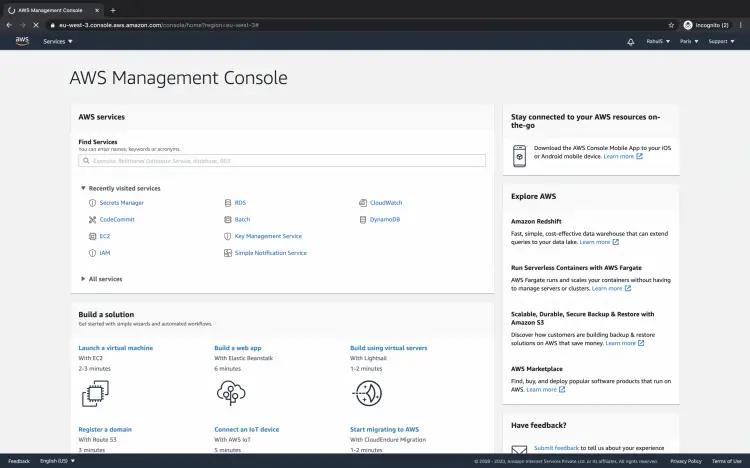 Main dashboard