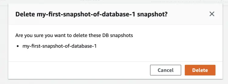 Confirm the snapshot deletion