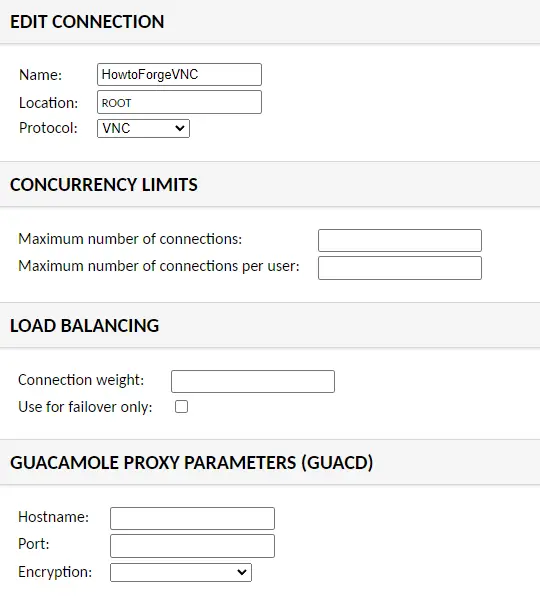 Guacamole VNC Connection Type