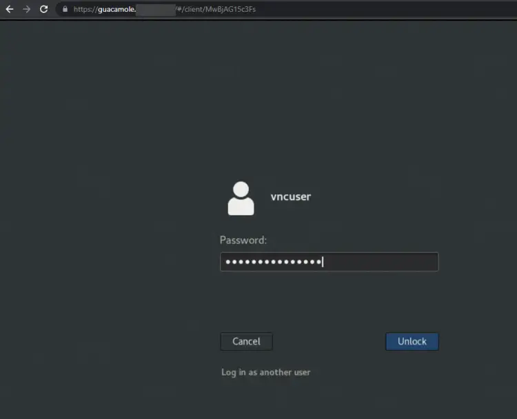 Guacamole VNC Desktop Login Screen