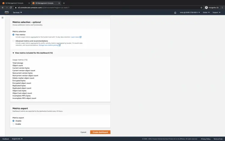 Free metrics
