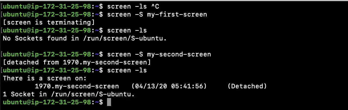 how to attach screen command in linux