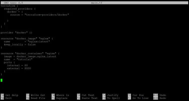open the main.tf file with your favorite text editor