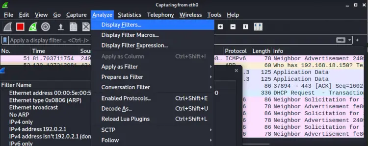 Applying Display Filters