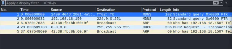 Initial packets from 'eth0'