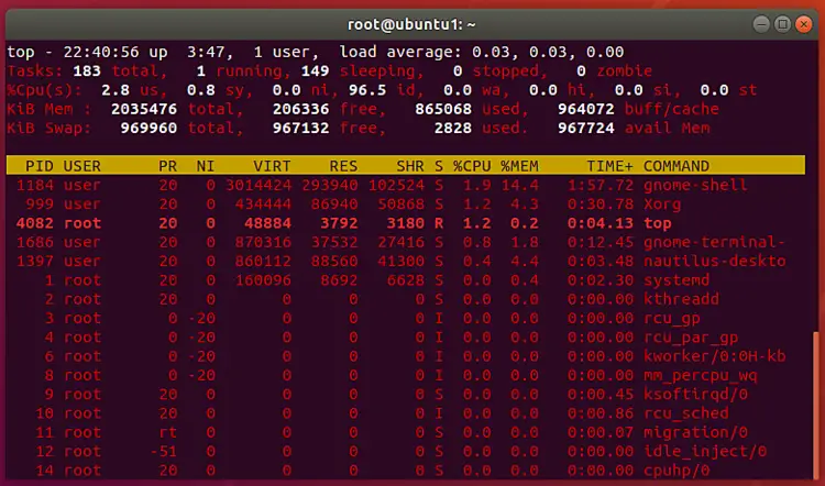 Find running processes