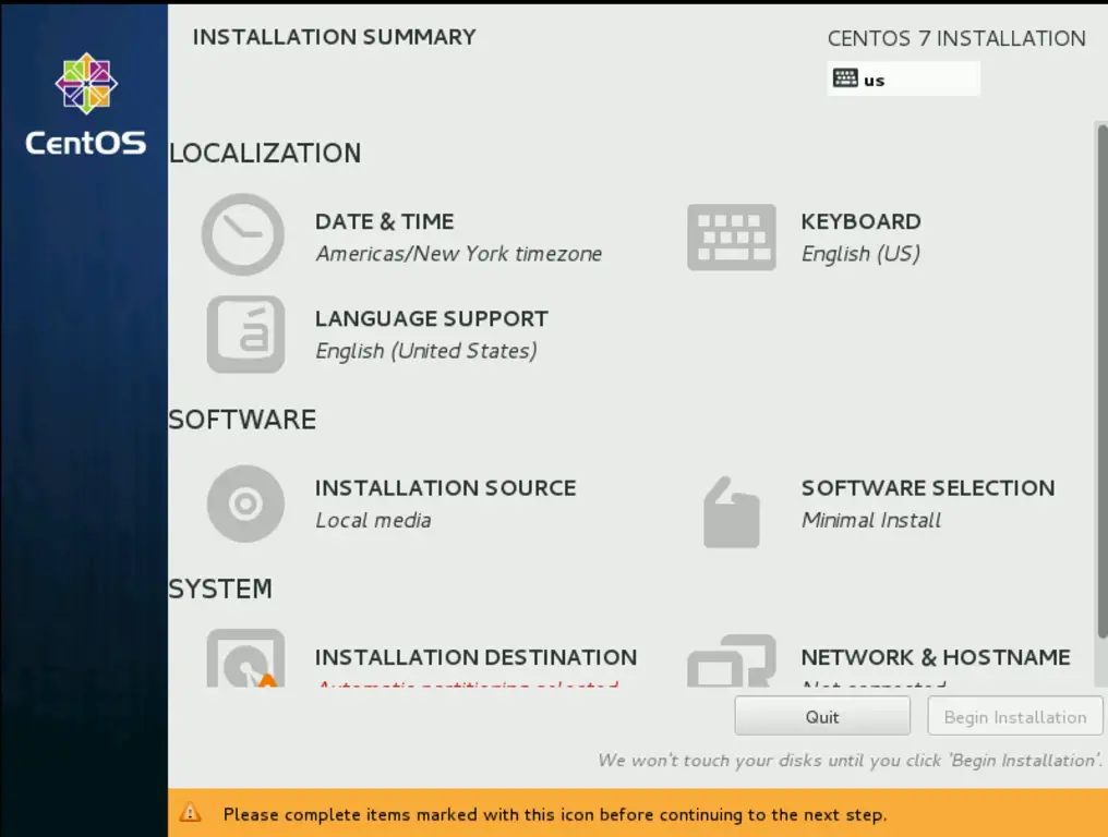 How to install a CentOS 7 minimal server