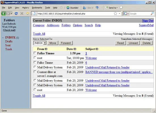 New mailbox after successfully migrating the emails