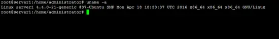 Output of the uname command on Ubuntu 16.04.