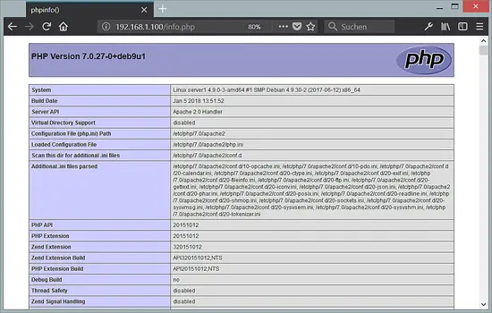 PHP installed on Debian 9 in Apache