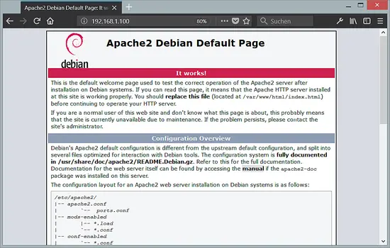 Debian 9 Apache default page