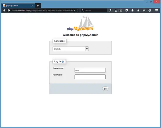 PHPMyAdmin Login.