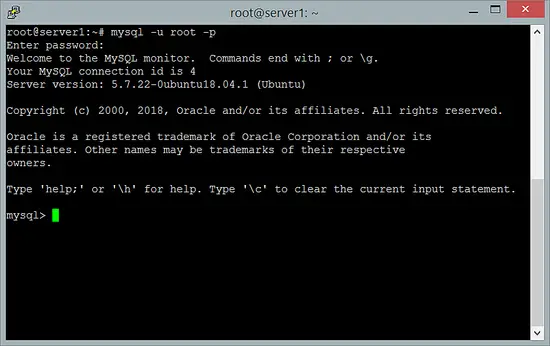 Testing the MySQL root login on Ubuntu 18.04 LTS