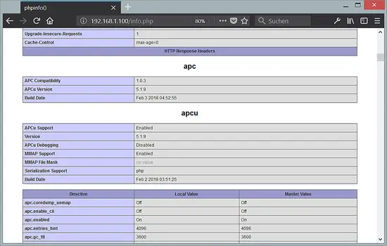 APC and APCu enabled in PHP 7.2