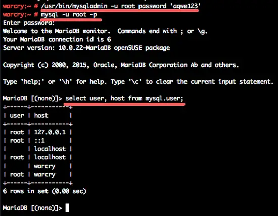 Test MySQL login.