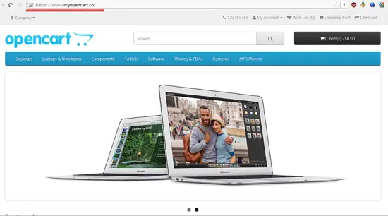 OpenCart is installed.