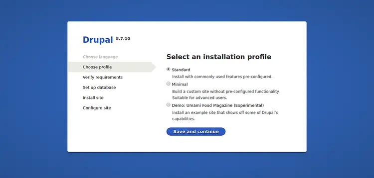 Select installation profile