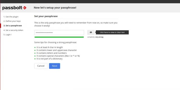 Set Passphrase