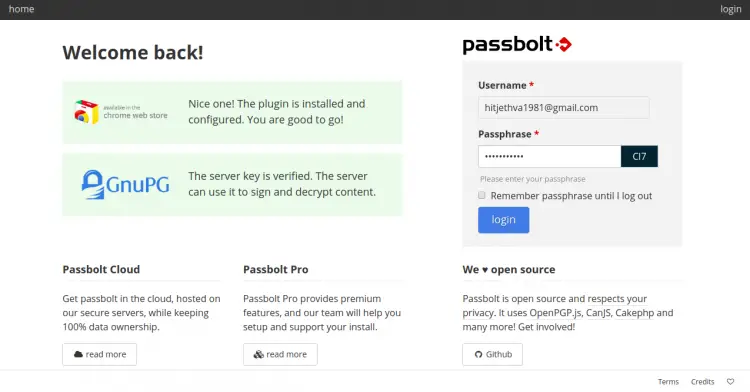 Passbolt login