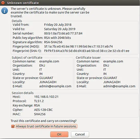 Accept SSL certificate