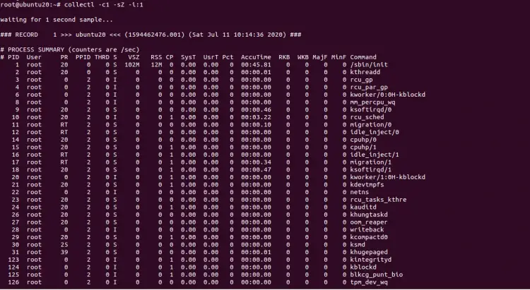 collectl -c1 -sZ -i:1