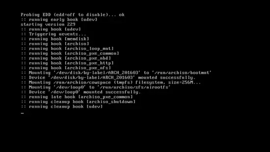 Booting into Arch Linux live version 