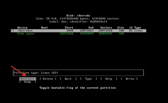 Make partition bootable. 
