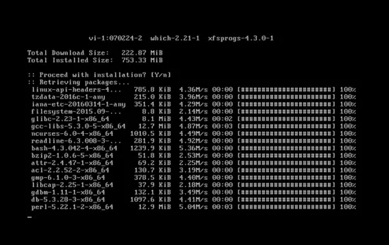 Arch Linux installation has been started 
