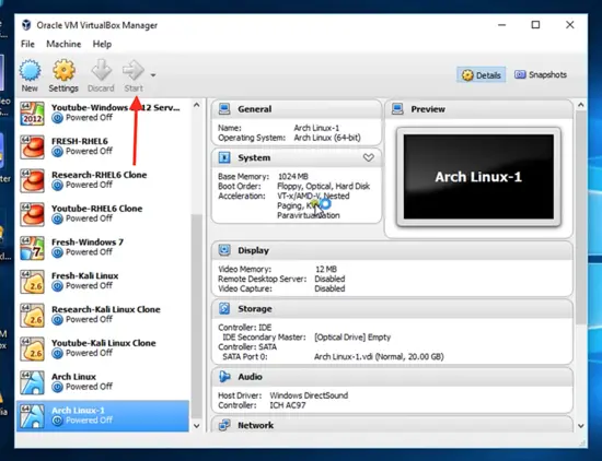 Start the Virtual Machine 