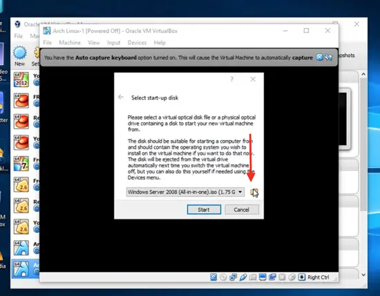 Choose Arch Linux Disk image 