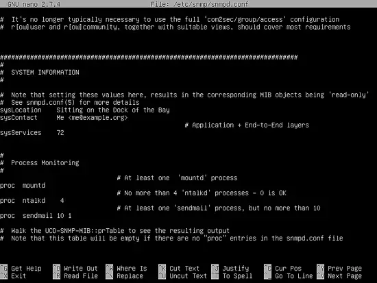 Set sysLocation and sysContact