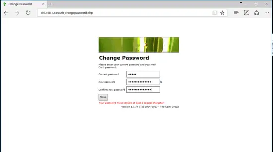 Change cacti admin password