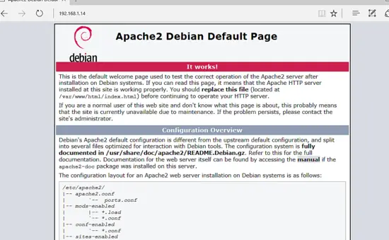 Debian default web page