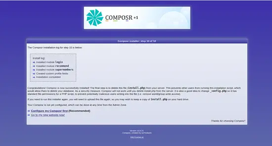 Composr Installation finished