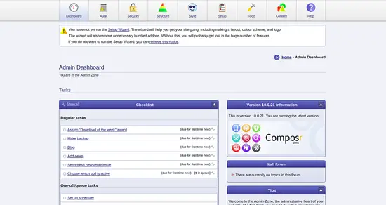 Composr dashboard