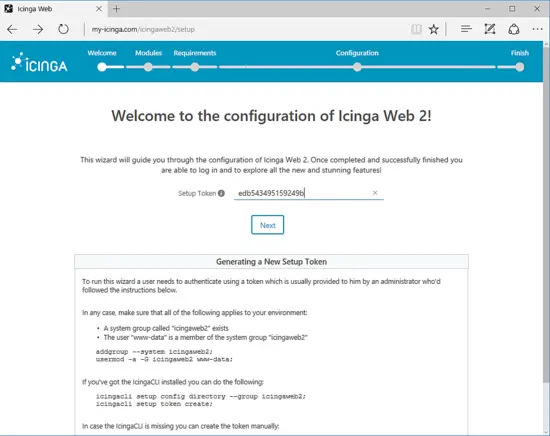 Icinga web installer