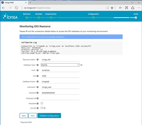 Setup the monitoring database