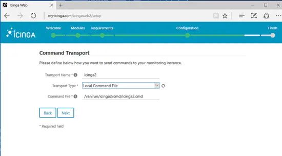 Configure Icinga Command Transport